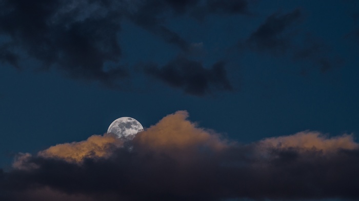 moon, clouds