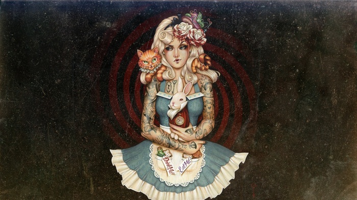 Alice in Wonderland, tattoo, artwork