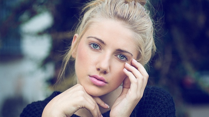 girl, blue eyes, blonde, looking at viewer