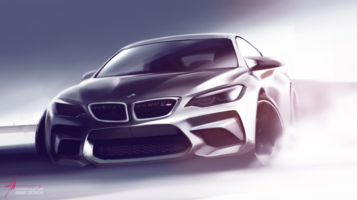 artwork, car, Drifting, vehicle, BMW M2, concept art