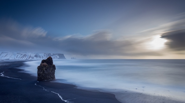 sea, clouds, beach, nature