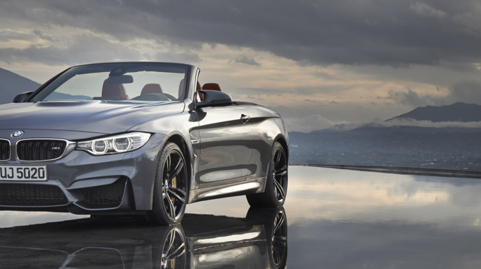BMW M4, vehicle, Convertible, BMW M4 Cabrio, dual monitors, reflection, car, multiple display