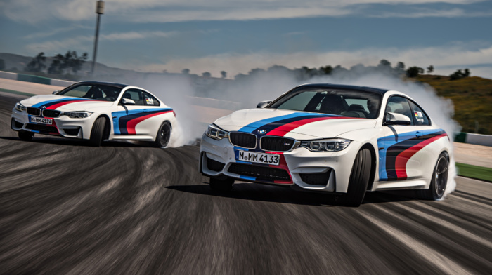 race tracks, car, smoke, Drifting, vehicle, motion blur, BMW M4