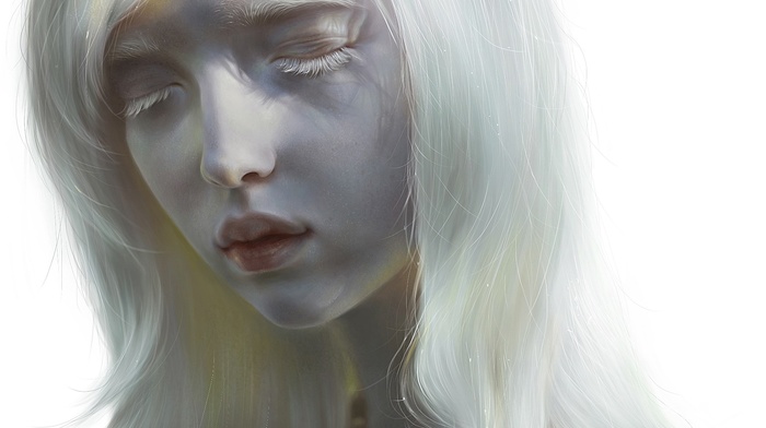 artwork, girl, albino