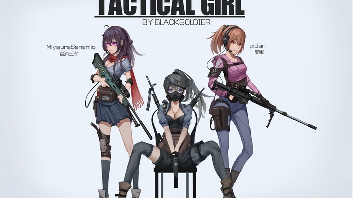 anime girls, AR, 15, anime, weapon, Glock 18, Colt M2012, CLR, L86 LSW, gun