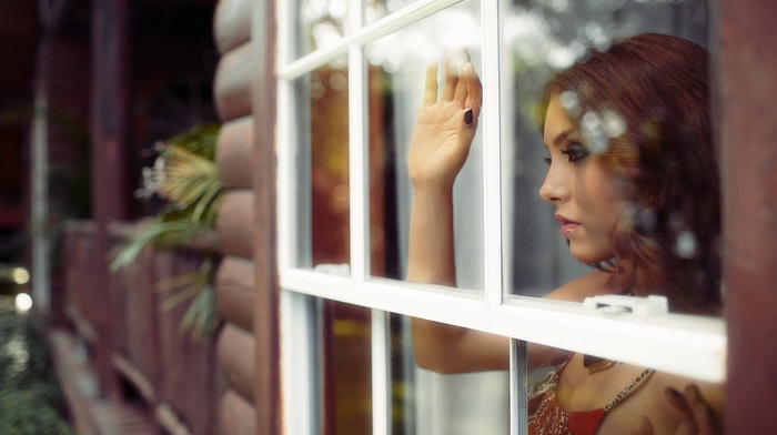 girl, model, window