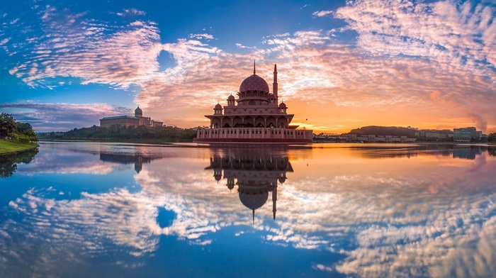 clouds, landscape, reflection