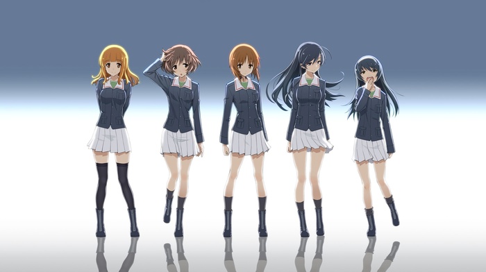 school uniform, Girls und Panzer, Ooarai Girls High School, anime, Nishizumi Miho, anime girls, Isuzu Hana, Reizei Mako, Takebe Saori, Akiyama Yukari