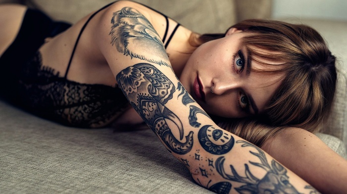 model, girl, tattoo