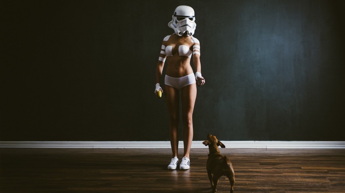 B, authentique, girl, stormtrooper, Star Wars, underwear, dog