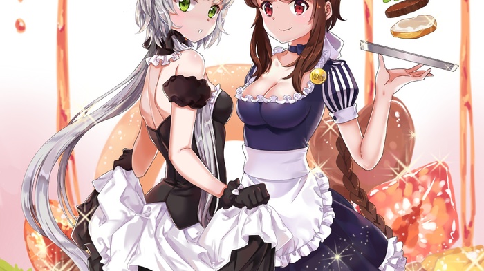 anime, Luo Tianyi, Yuezheng Ling, maid, Vocaloid, anime girls, cleavage