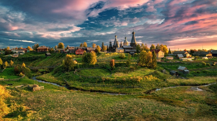 Njonoksa, archangelsk, village, landscape, fall