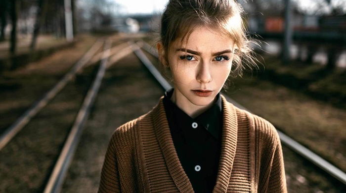 girl, urban, face, model, railway