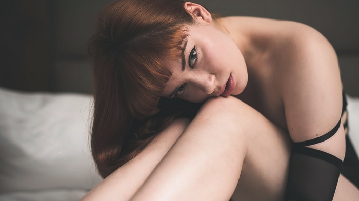 girl, redhead, face, model