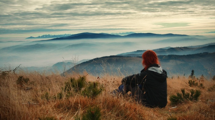 landscape, girl, redhead