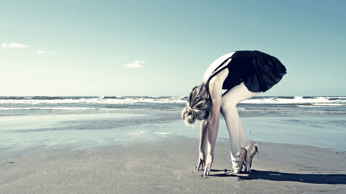 ballerina, beach, girl outdoors