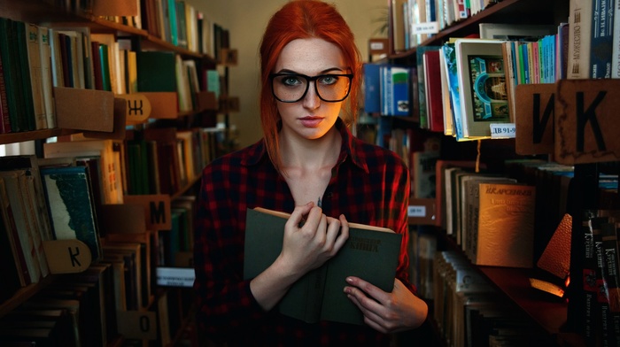 girl, books, model, girl with glasses