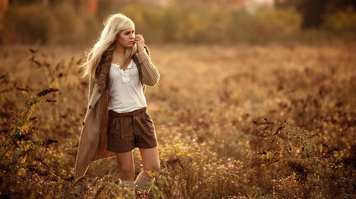 field, girl, blonde