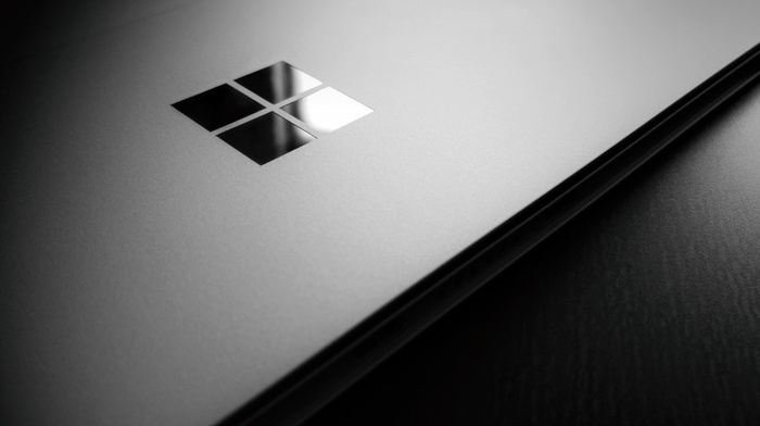 wooden surface, Windows 10, logo, Microsoft, laptop, Microsoft Windows
