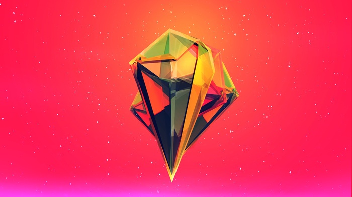 diamonds, pink, facets, red, Justin Maller