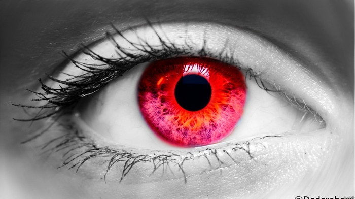 selective coloring, eyes, red