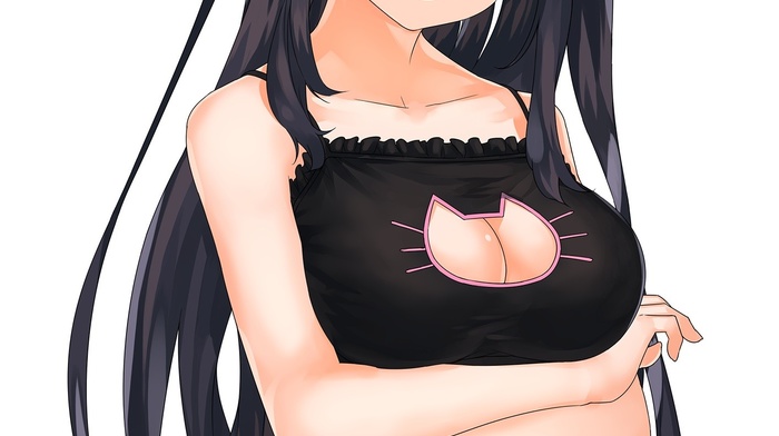 cat keyhole bra, anime girls, cleavage, bra, anime, original characters