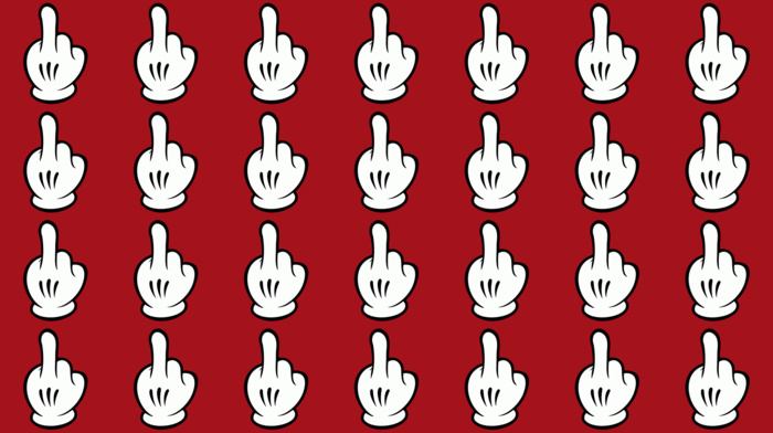 red background, middle finger, pattern, cartoon