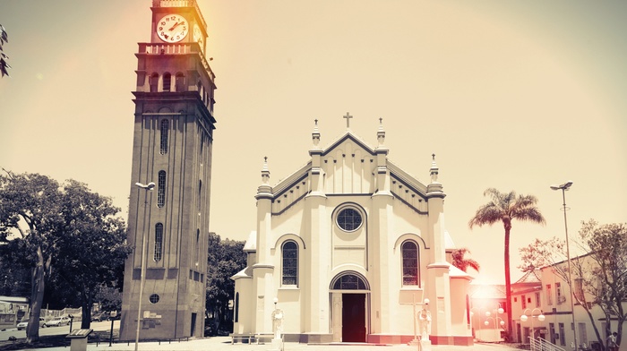 tower, church, city, Brazil