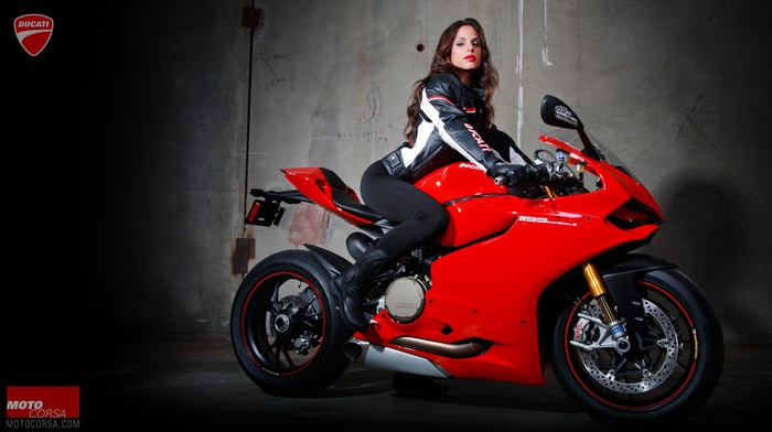 motorcycle, Ducati 1199, girl with bikes