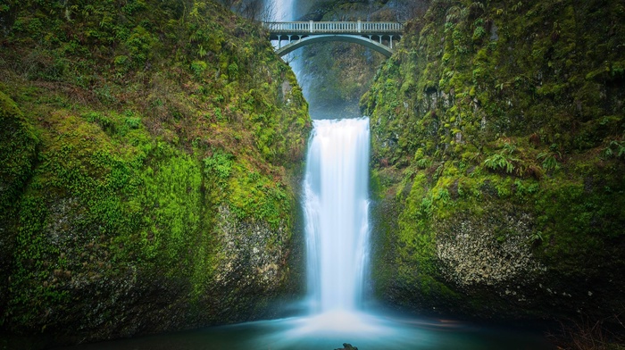 multnomah, falls, Oregon, waterfall, nature