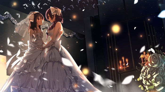 Toujou Nozomi, anime girls, Love Live, Yazawa Nico, wedding dress