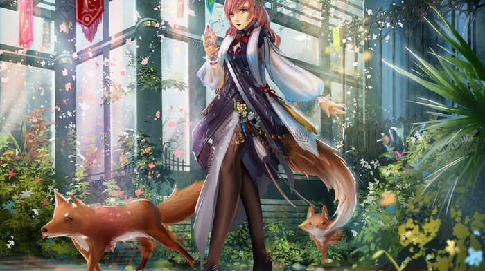 anime, anime girls, original characters, fox girl, fox