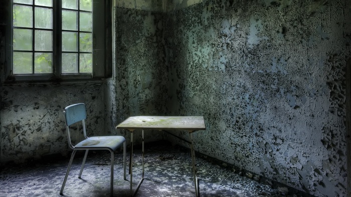 wall, window, HDR, interior, table, abandoned, room, chair