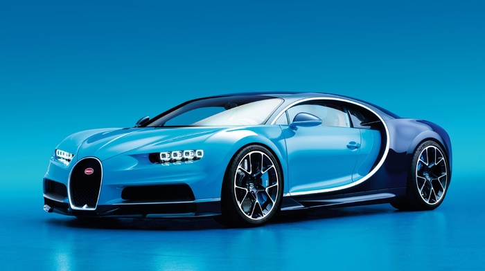 Bugatti, blue background, Bugatti Chiron, blue cars, car