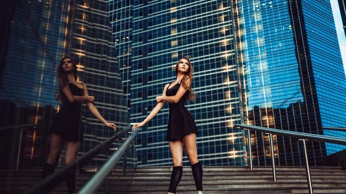 lips, girl, city, eyes, long hair