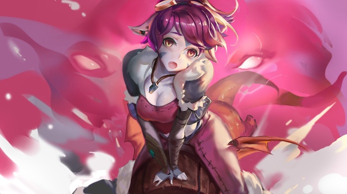 anime girls, Tristana, ponytail, anime, League of Legends, cleavage