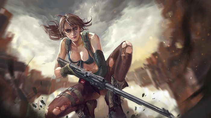 Metal Gear Solid, Metal Gear Solid V The Phantom Pain, artwork, snipers, Quiet, girl