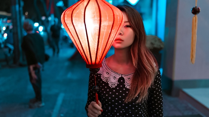 urban, lantern, model, girl, Asian