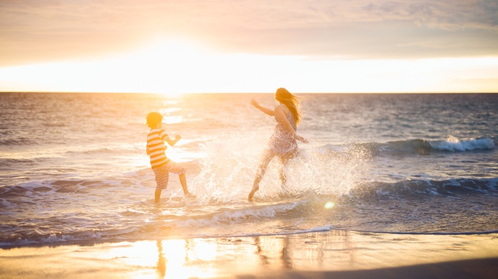 water, beach, girl