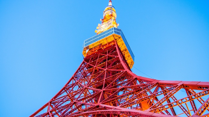 Tokyo, Tokyo Tower, Japan, worms eye view, architecture, sky