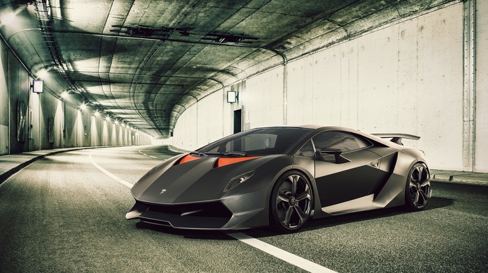 Lamborghini, car, tunnel
