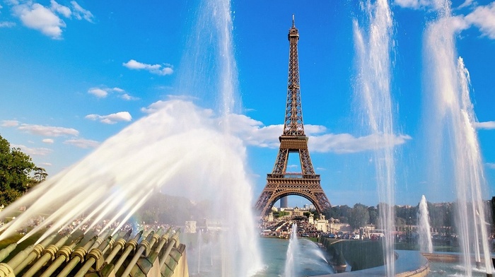water, France, Eiffel Tower, Paris