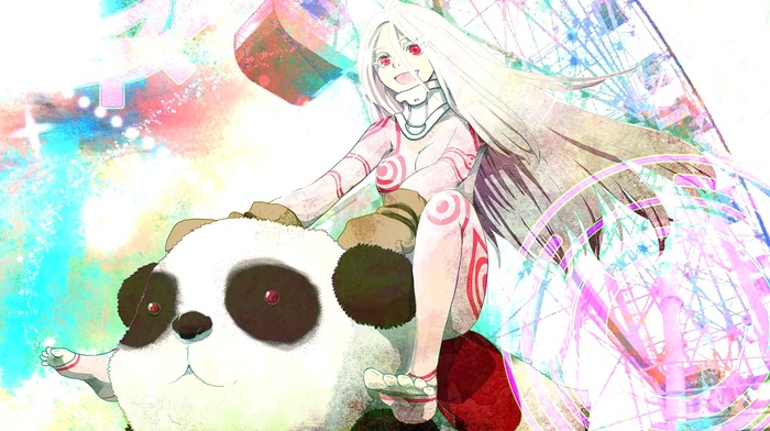 panda, white hair, Shiro Deadman Wonderland, Deadman Wonderland, anime girls, anime, red eyes