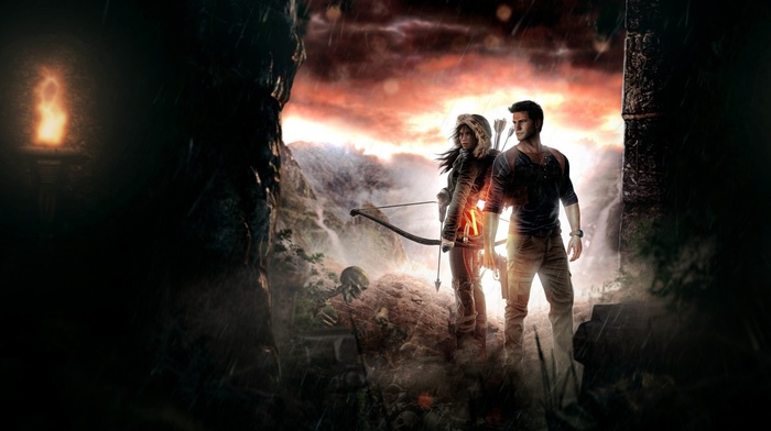 artwork, video games, Nathan Drake, uncharted, Tomb Raider, Lara Croft