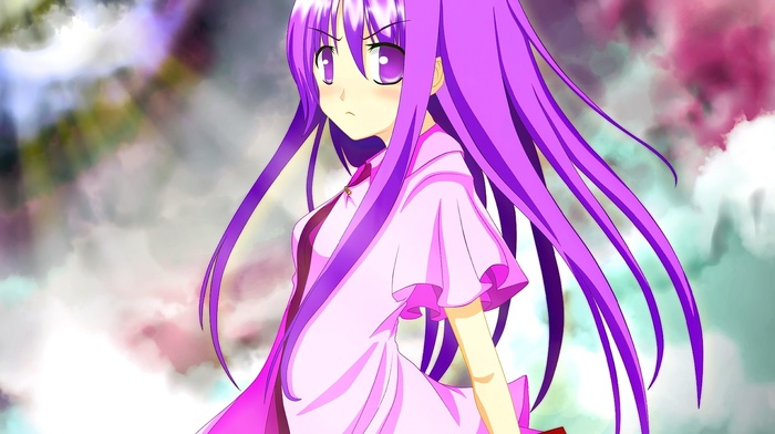 touhou, purple eyes, looking at viewer, long hair, anime, anime girls, purple hair, Patchouli Knowledge