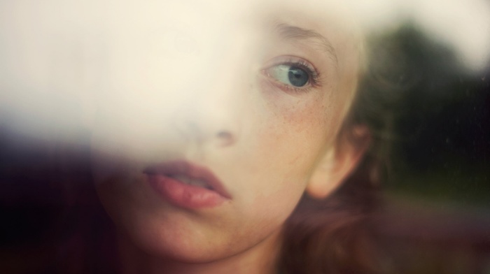 Ruby James, looking out window, girl, blue eyes