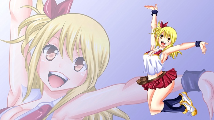 Heartfilia Lucy, anime, anime girls, smiling, long hair, looking at viewer, blonde, Fairy Tail, open mouth