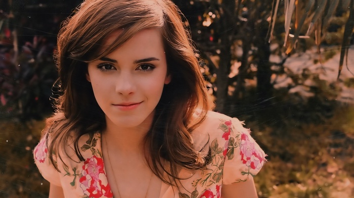 face, eyes, celebrity, brunette, Emma Watson, lips, smiling, long hair, looking at viewer, girl, actress