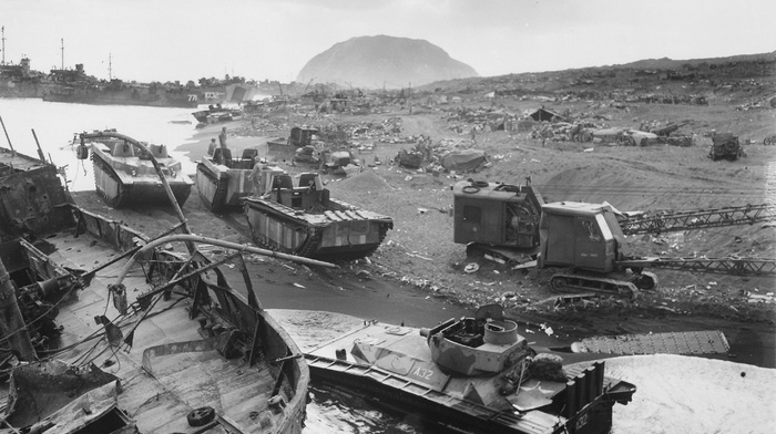 monochrome, World War II, Iwo Jima