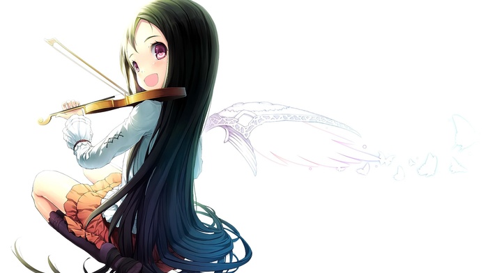 original characters, violin, anime, anime girls, wings